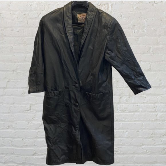 VINTAGE INTERNATIONAL LEATHER COLLECTION -- Leather Trenchcoat, Double-Breasted - Picture 5 of 16